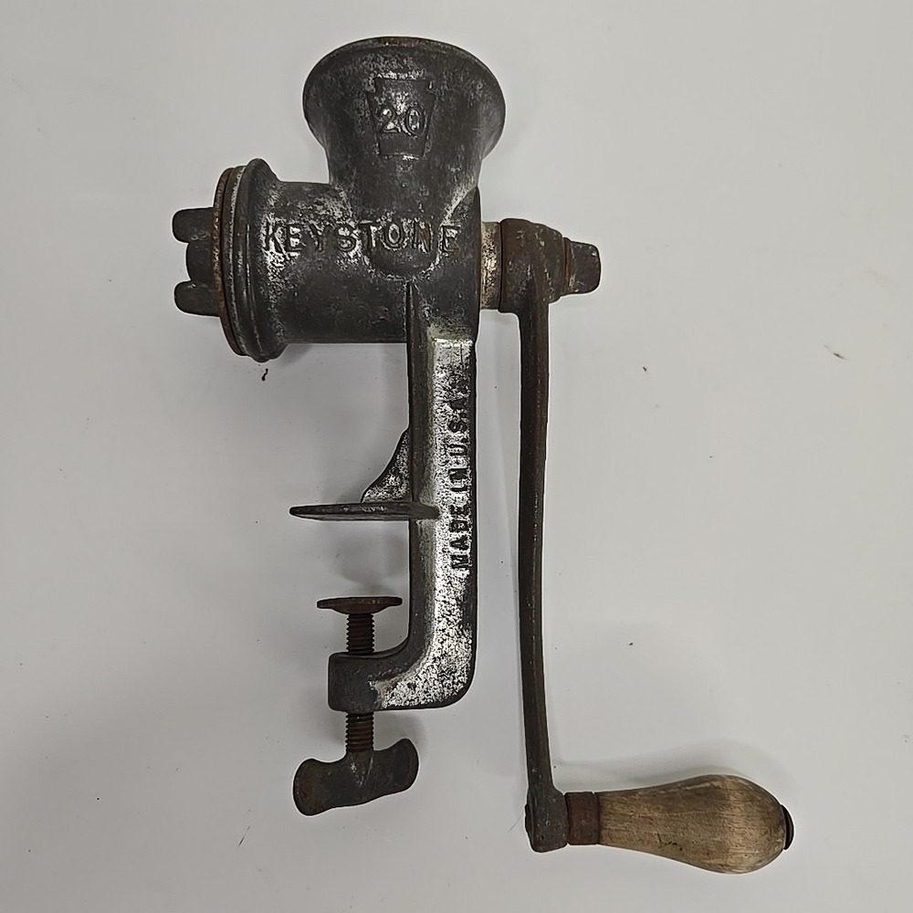 Keystone No. 20 Vintage Table Mount Hand Crank Meat Grinder